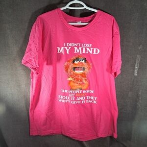 The Muppets Animal I Didn't Lose My Mind Humourous Pink Graphic Tee VG XL